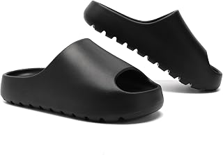 Jaeynow Cloud Slides for Women,Unisex EVA Soft Recovery Slides,Thick Sole Open Toe Mens Pillow Slides Shower Shoes Outdoor&Indoor House Slippers, Black, 9.5-10.5 Women/8.5-9.5 Men