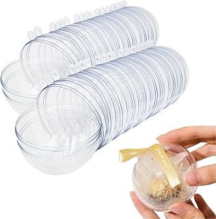 20 Clear Fillable Ornaments Balls- 80mm/3.15" Transparent Plastic Thickened Spherical Assembled Craft, for Christmas Tree Decor, and Festive Days Home Party(8cm)