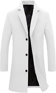 Tanming Mens Trench Coat Single Breasted Long Peacoat Overcoat