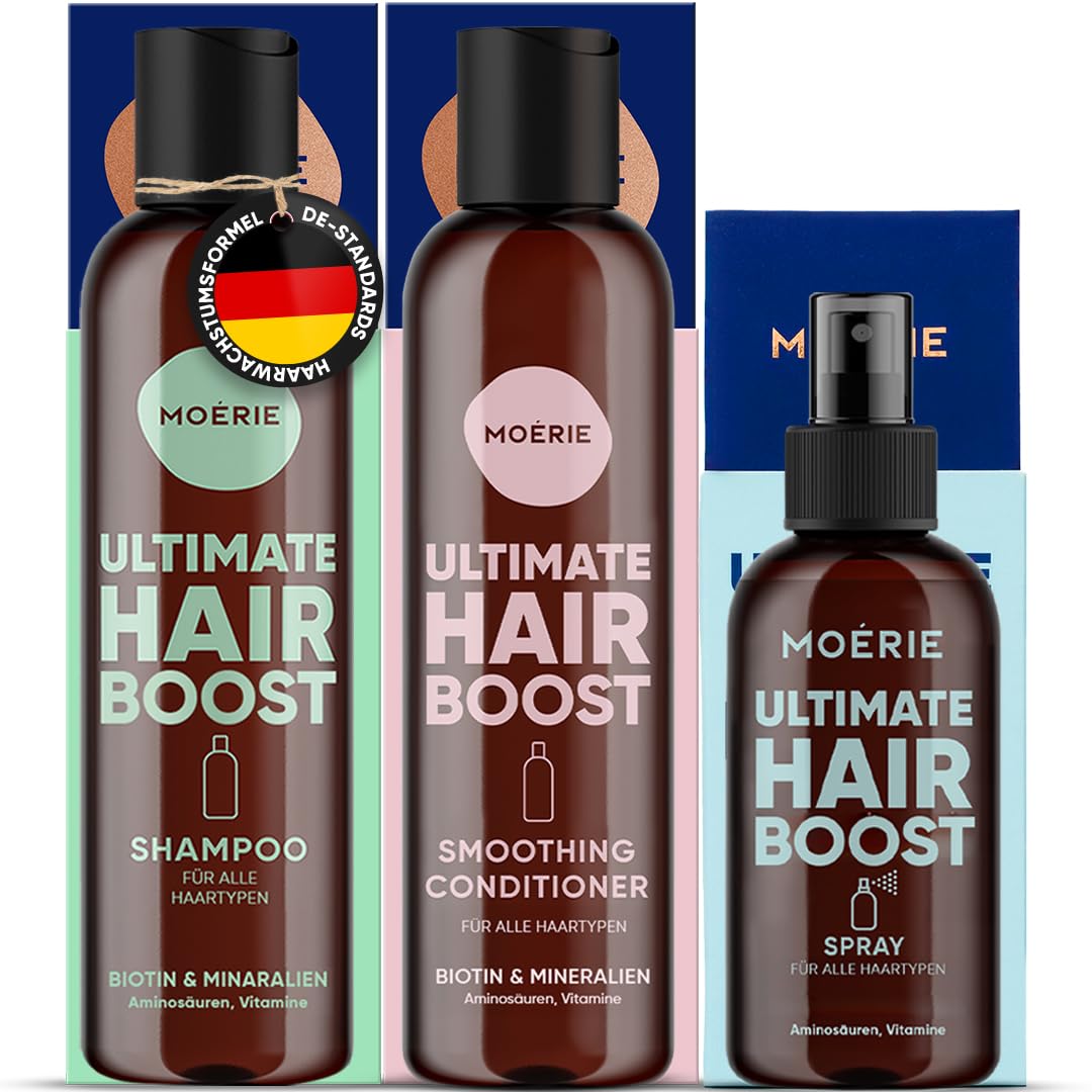 MOERIE Shampoo Set - Against Hair Loss, Conditioner, Hair Growth Serum & Hair Ma