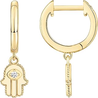 PAVOI CZ Huggie Earrings, 14K Gold Plated, Yellow Gold, Size 13 Millimeters