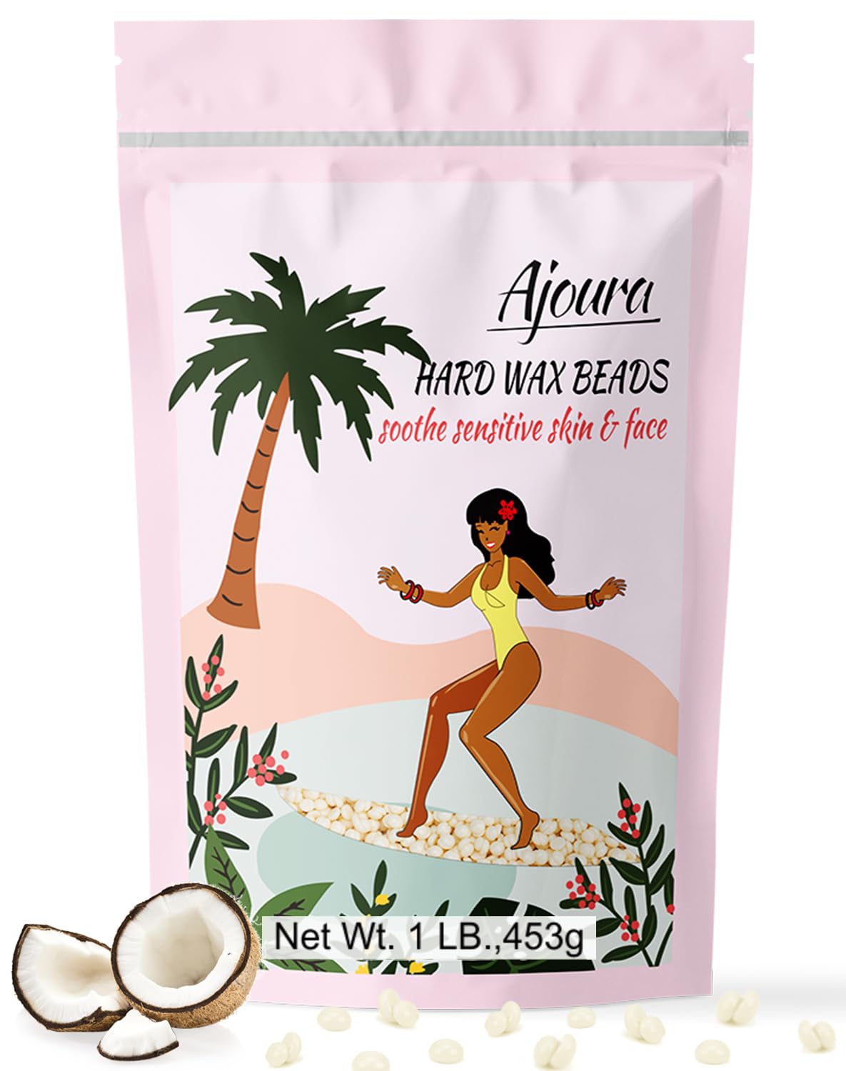 Ajoura 1 lb Refill Hard Wax Beads for Hair Removal, Brazilian Coarse Waxing | Bi