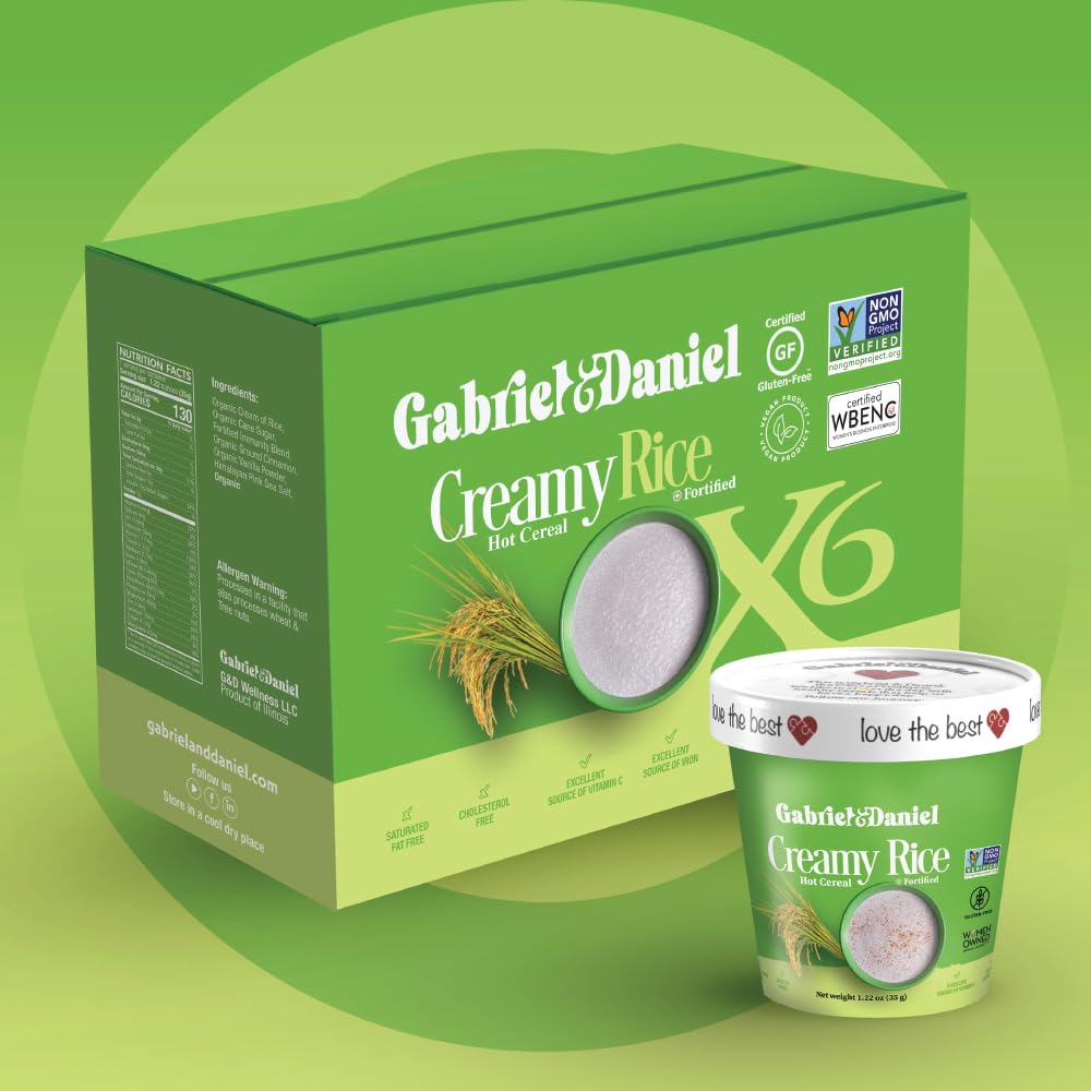 Gabriel & Daniel Creamy Rice Hot Cereal Cup – Non-GMO, Pure and Organic Gluten F