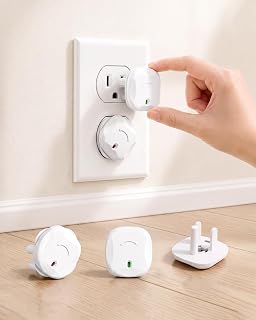 TrusTot Outlet Covers Baby Proofing, 24 Pack Child Proof Outlet Plug Covers | Socket Covers for Outlets with Rotating Unlock Design, Electrical Outlet Cover Fits US 3-Prong Wall Outlet for Home, School