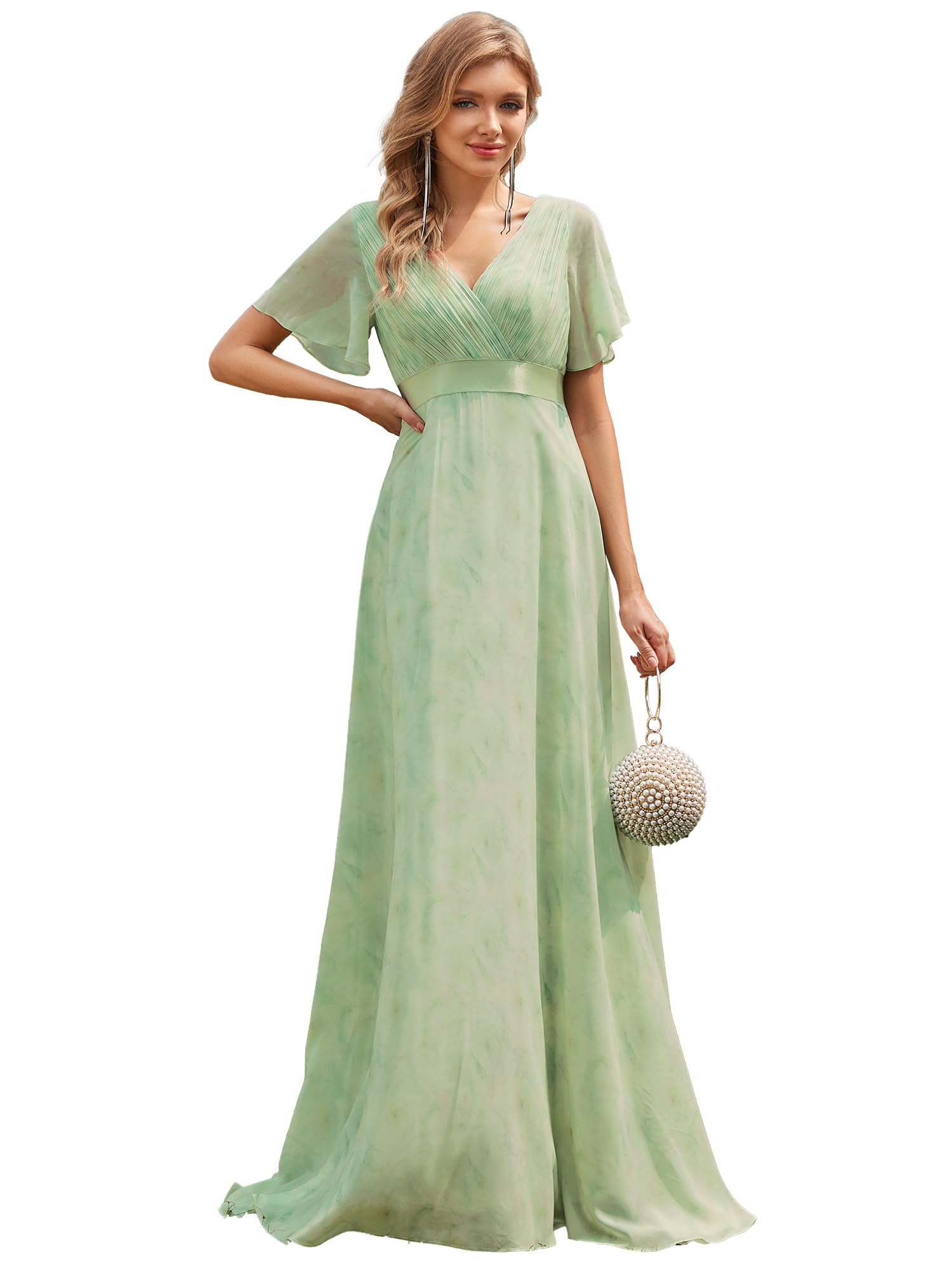 Ever-Pretty Short Sleeves Double V-Neck Evening Dress 09890
