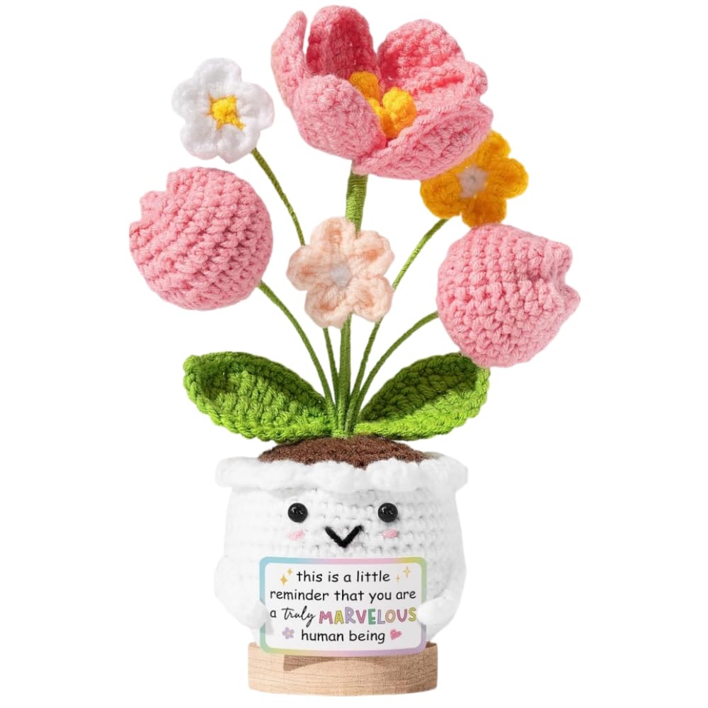 Emotional Support Crochet Tulip,Positive Inspirational Gift for Women | Handmade