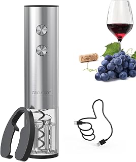 CIRCLE JOY Electric Corkscrew with Capsule Cutter, USB Rechargeable Stainless Steel Bottle Opener for Home Party