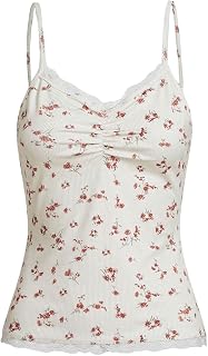 SOLY HUX Women's Floral Lace Trim Camisole Tops Cute Coquette Clothes