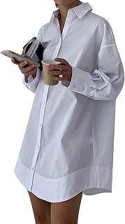 MINTLIMIT Women's Casual Long Sleeve Button Down Shirt Dress Oversize Swimsuit Cover Up for Women 2024 S-2XL