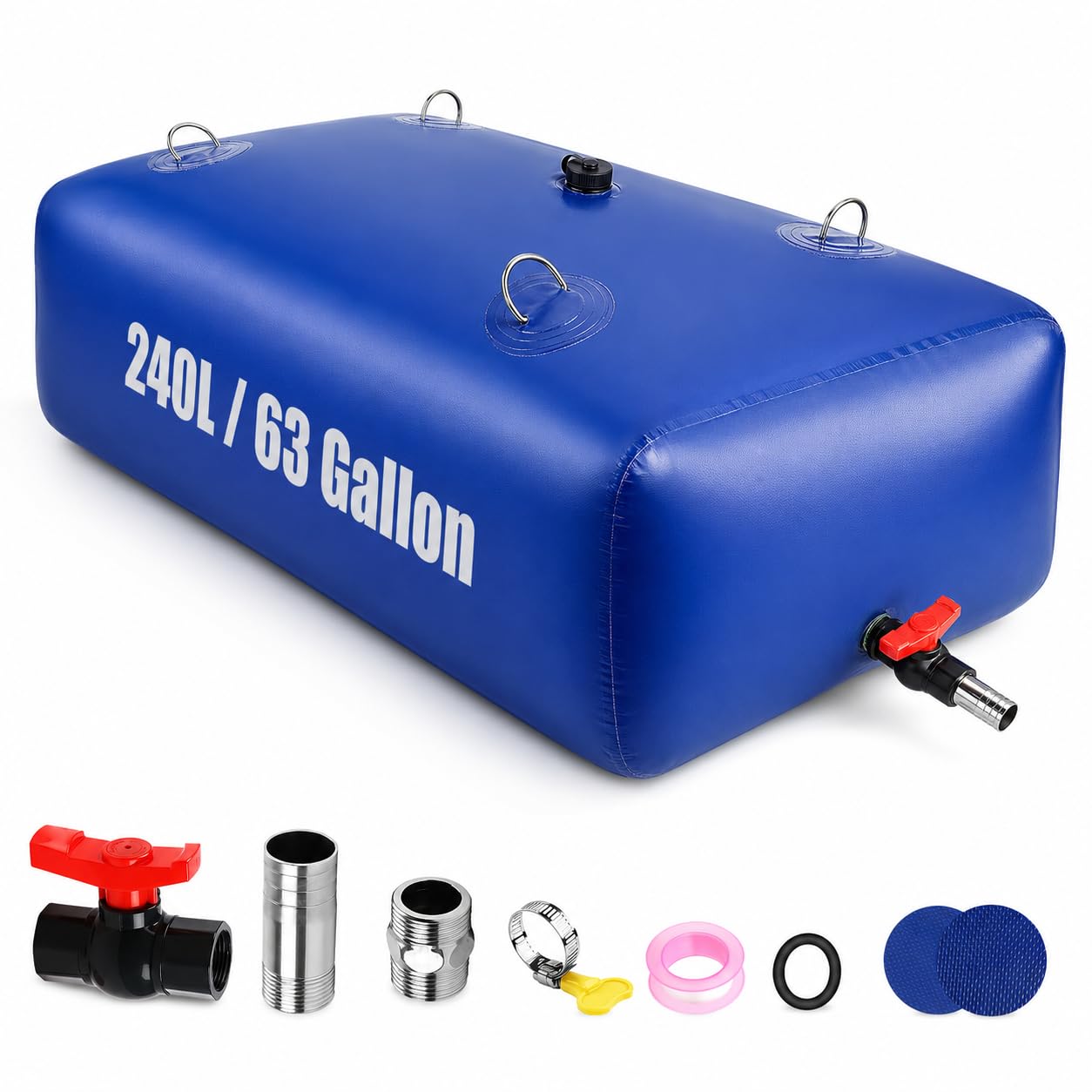 63 Gal Water Storage Bladder, 240L Portable Tank for RV Camping | Reinforced PVC