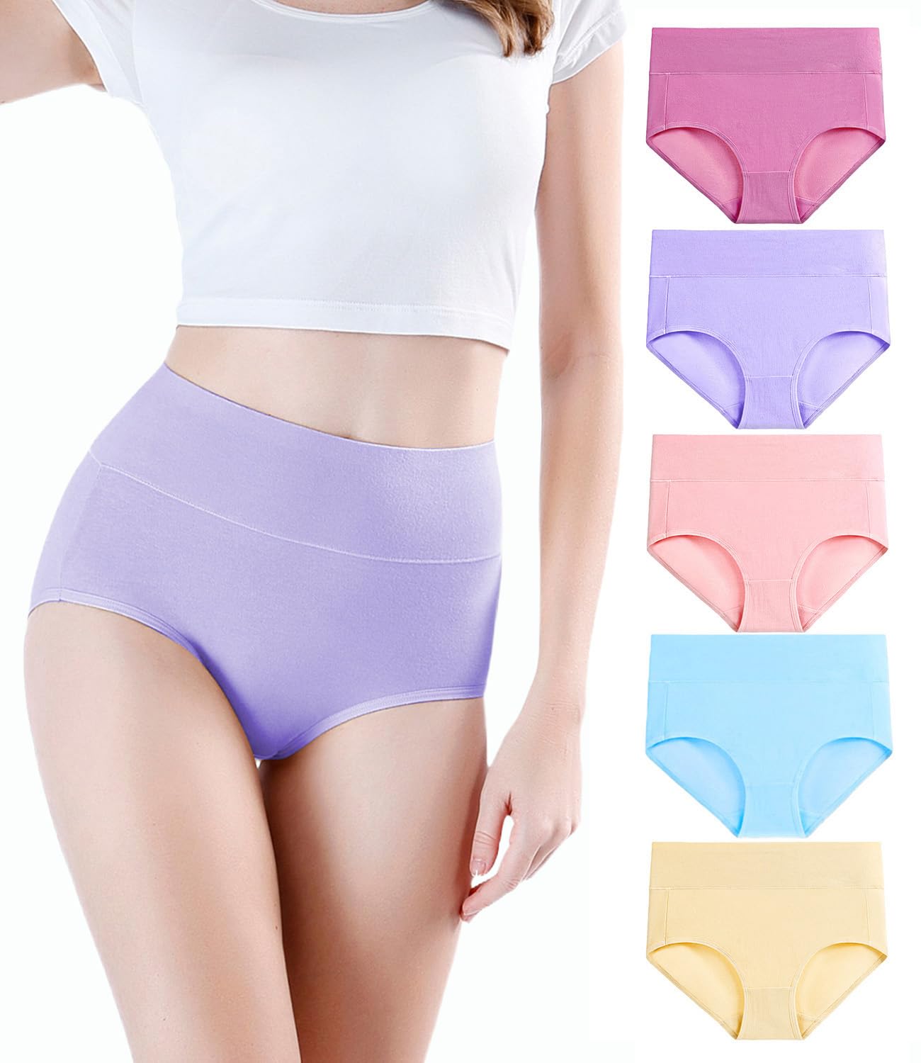 wirarpa Women's Knickers Cotton Full Briefs High Waisted Underwear Panties for W