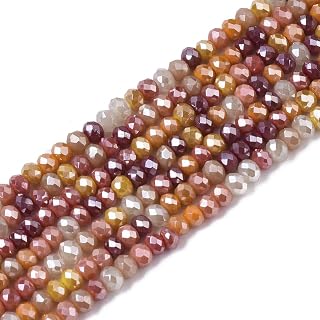 188pcs 3x2.5mm Faceted Electroplated Glass Beads Small Rondelle Beads Loose Spacer Beads for DIY Jewelry Making Bracelet Necklace Earrings Chocolate Beading Supplies