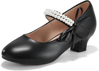 Haloumoning Mary Jane - Scarpe eleganti da bambina, con fiocco e perle