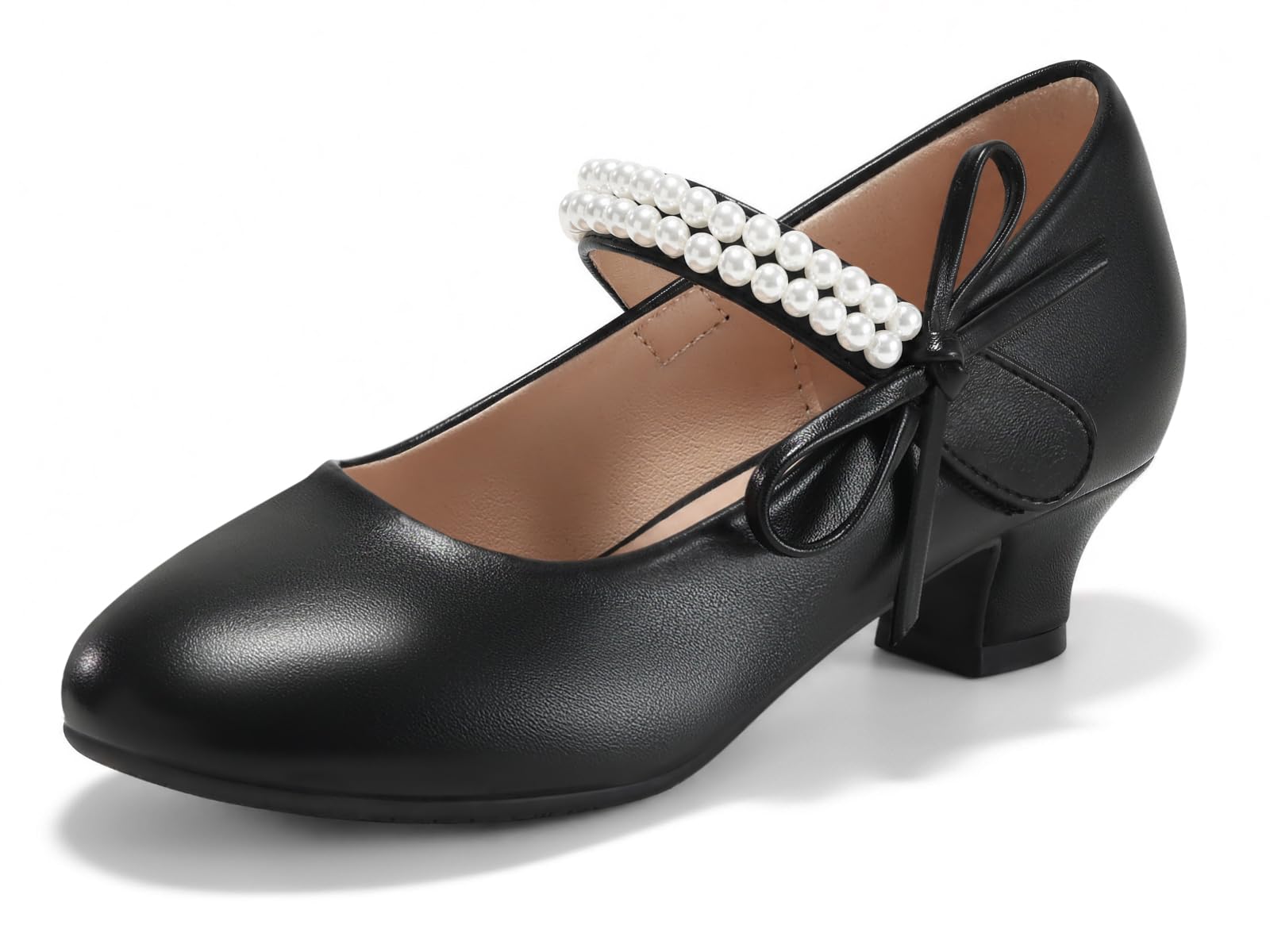 Haloumoning Mary Jane - Scarpe eleganti da bambina, con fiocco e perle