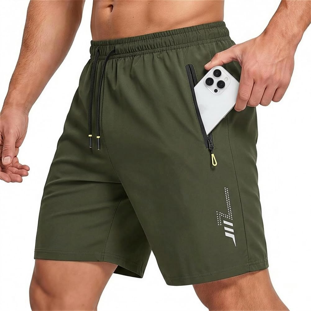 Men's Ice Silk Shorts, Summer Breathable Quick-Dry Basketball Shorts with Pocket