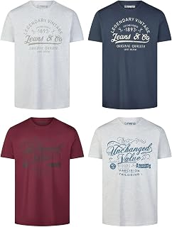 riverso RivLeon Men's Cotton Regular Fit T-Shirt, Set of 4, Crew Neck