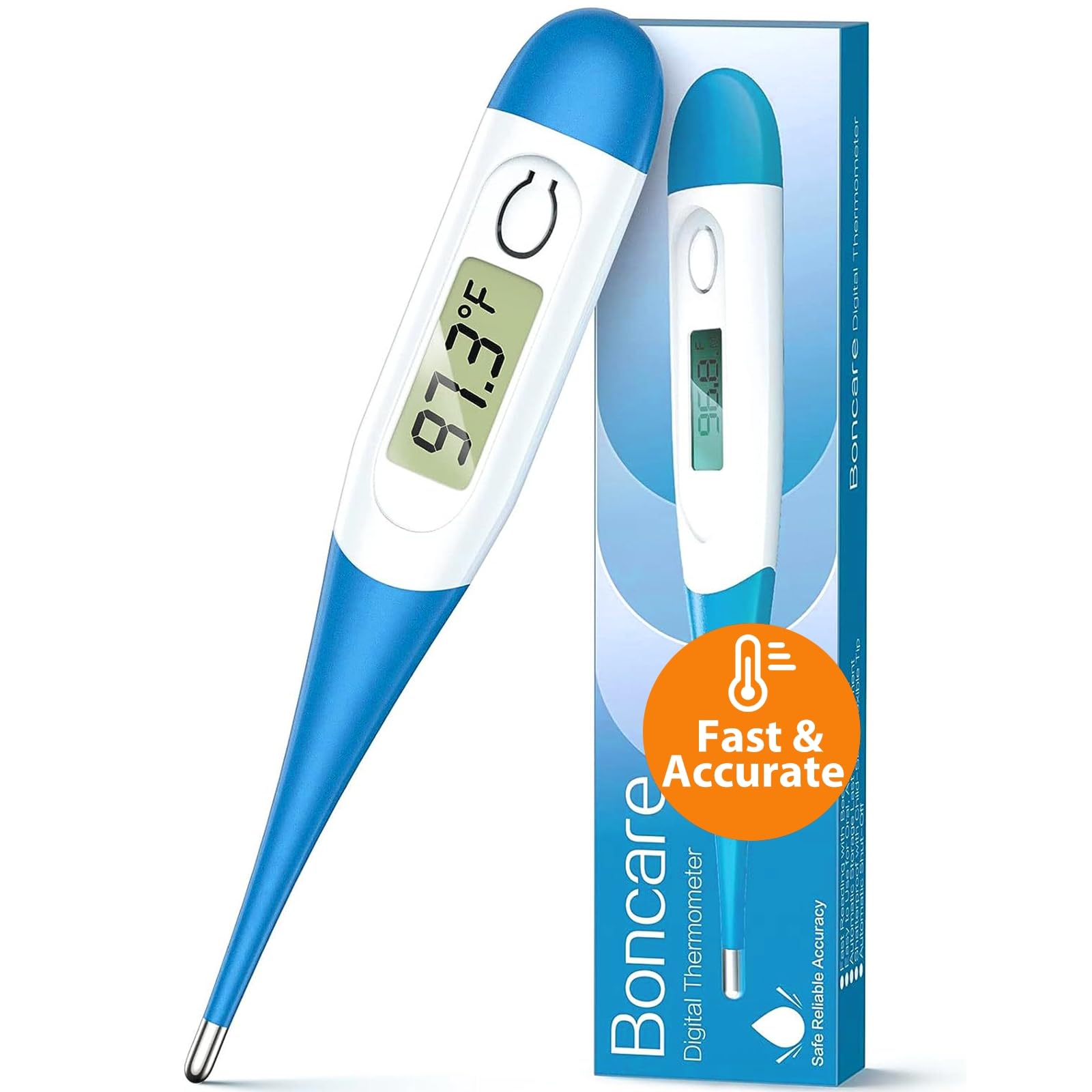 Boncare 10 Seconds Oral Thermometer for Adults and Kids, Light Blue | Accurate &