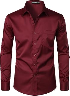 PARKLEES Men's Long Sleeve Button Down Dress Shirt with Pocket