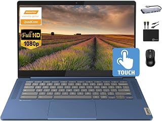 Lenovo Chromebook 14" Touchscreen Slim Laptop Business Student, 8-Core MediaTek Kompanio 520, 4GB RAM, 128GB Storage (64GB eMMC+64GB Card), WiFi 6, Long Battery, Chrome OS+MarxsolAccessory