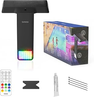 SANSI Solar Pool Lights, 150° Wide Angle, RGB Color, IP68 Waterproof | 5W Solar & Type-C Dual Charging, 20 Colors; for Pool, Garden, Bathtub