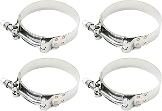 Anxingo 4Pcs 2.5 Inch T Bolt Hose Clamp, 70-78MM Adjustable Worm Hose Clamp, 304 Stainless Steel Turbo Intake Intercooler Clamps for Marine Water Pump Hoses (2.5 inch)