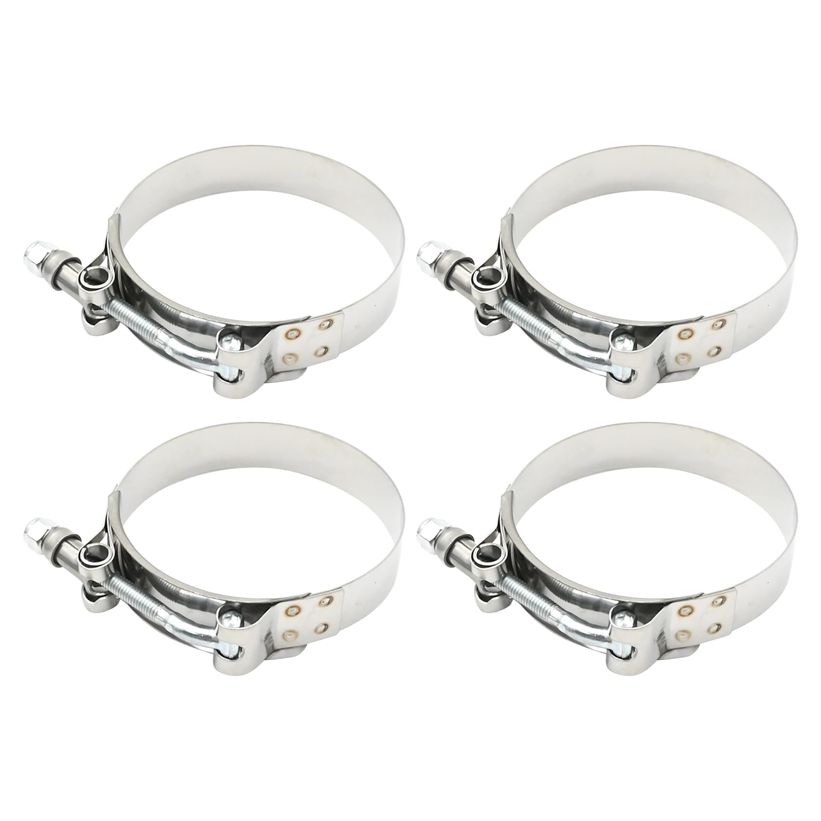 Anxingo 4Pcs 2.5 Inch T Bolt Hose Clamp, 70-78MM Adjustable Worm Hose Clamp, 304
