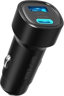 GRIFEMA 48W Car Charger with 30W USB C PD and 18W USB A QC 3.0 | Dual Port Cigarette Lighter Adapter, 12V 24V, for iPhone 16 15 14, Samsung Galaxy and iPad