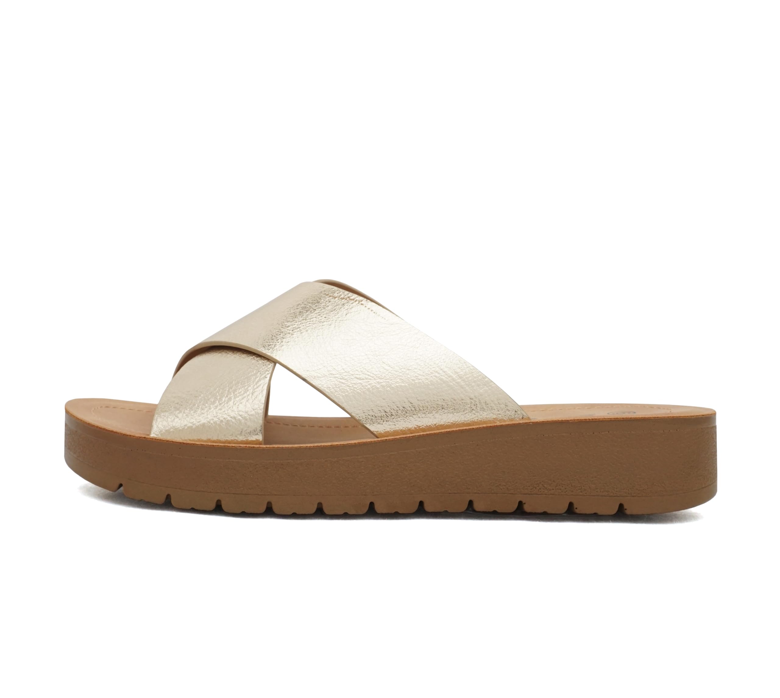 Soda LUCY ~ Women Open Toe Flatform Platform Crisscross Band Upper Fashion Slide