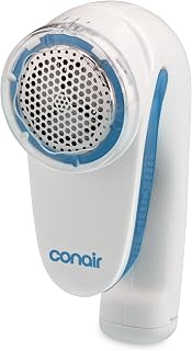 Conair Fabric Shaver and Lint Remover, Compact & Battery-Operated | Easy-to-store fabric shaver for clothing and furniture with 3 depth settings, a 2" shaving head, and detachable lint catcher