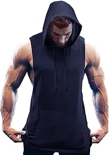 COOFANDY Men's Workout Hooded Tank Tops Bodybuilding Muscle Cut Off T Shirt Sleeveless Gym Hoodies