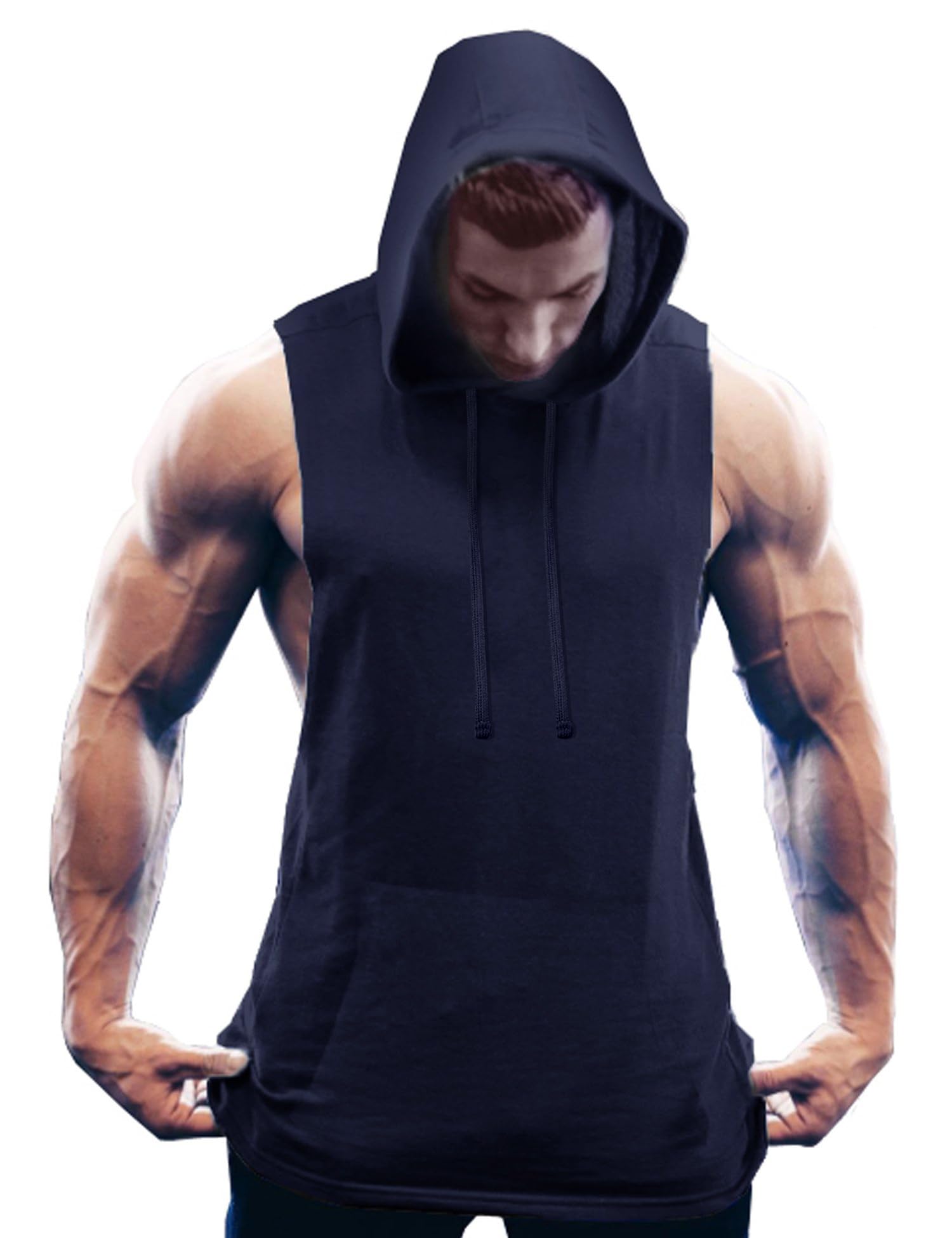 COOFANDY Men's Workout Hooded Tank Tops Bodybuilding Muscle Cut Off T Shirt Slee