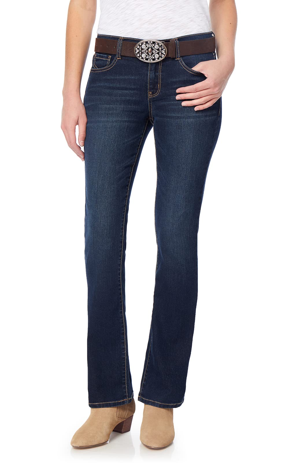 WallFlower Legendary Slim Belted Bootcut Jeans for Women, Sizes 0 to 24