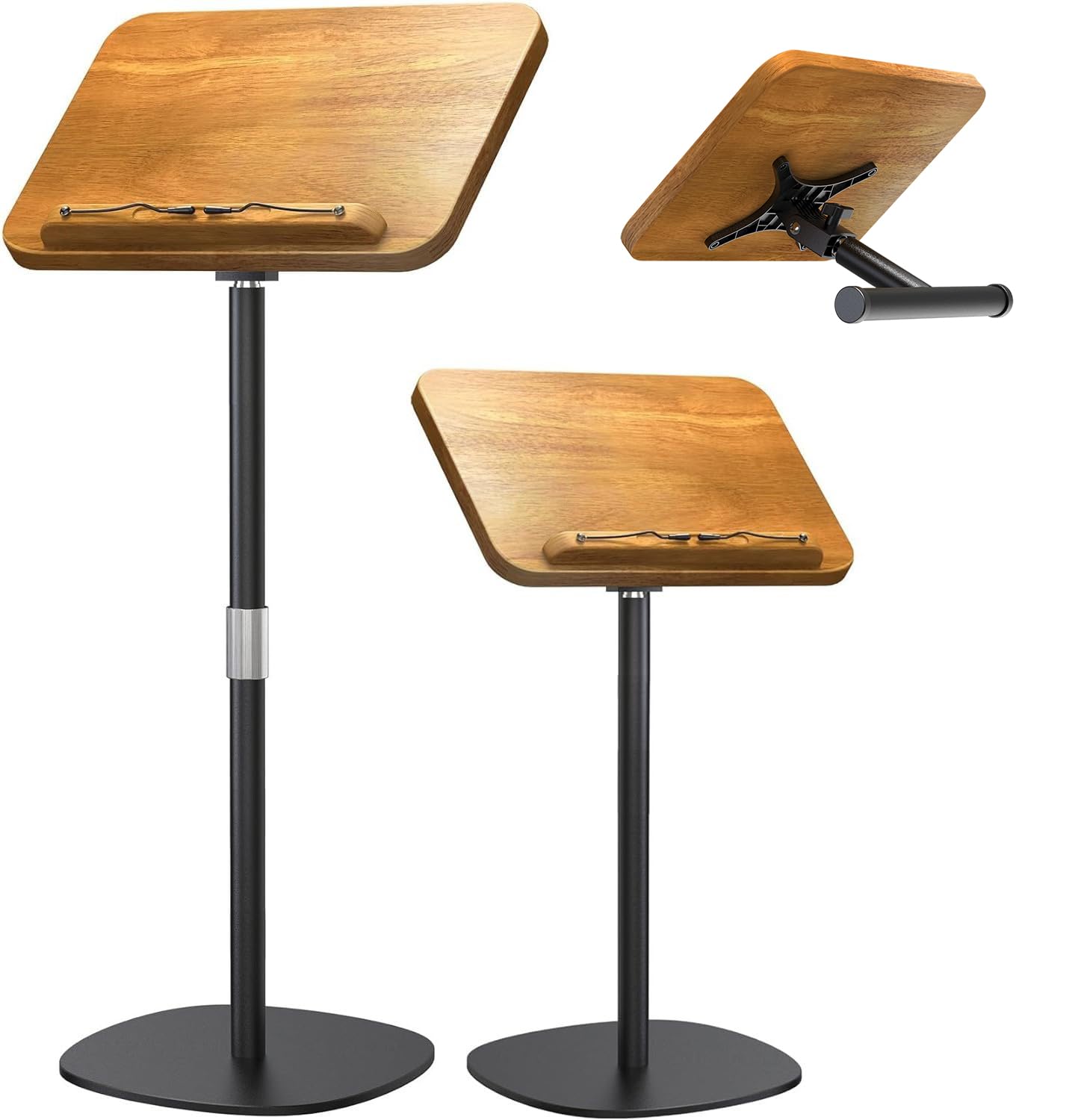 NAMON 2-in-1 Dual-use Floor & Desktop Book Stand, 100% Solid Wood, Height Adjust