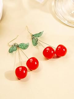 Cherry Dangle Earrings for Women Fashion Gold Cute Fruit Jewelry