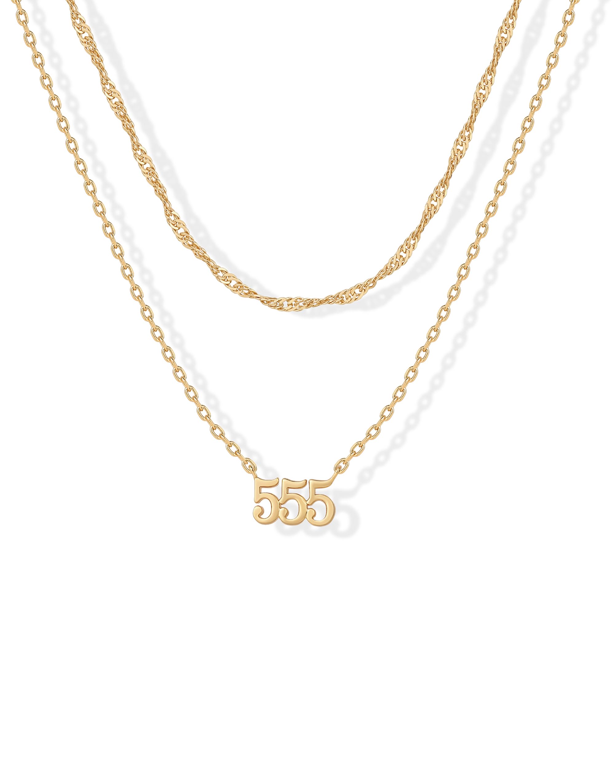 PAVOI 14K Gold Plated Angel Number Pendant Layering Necklace for Women