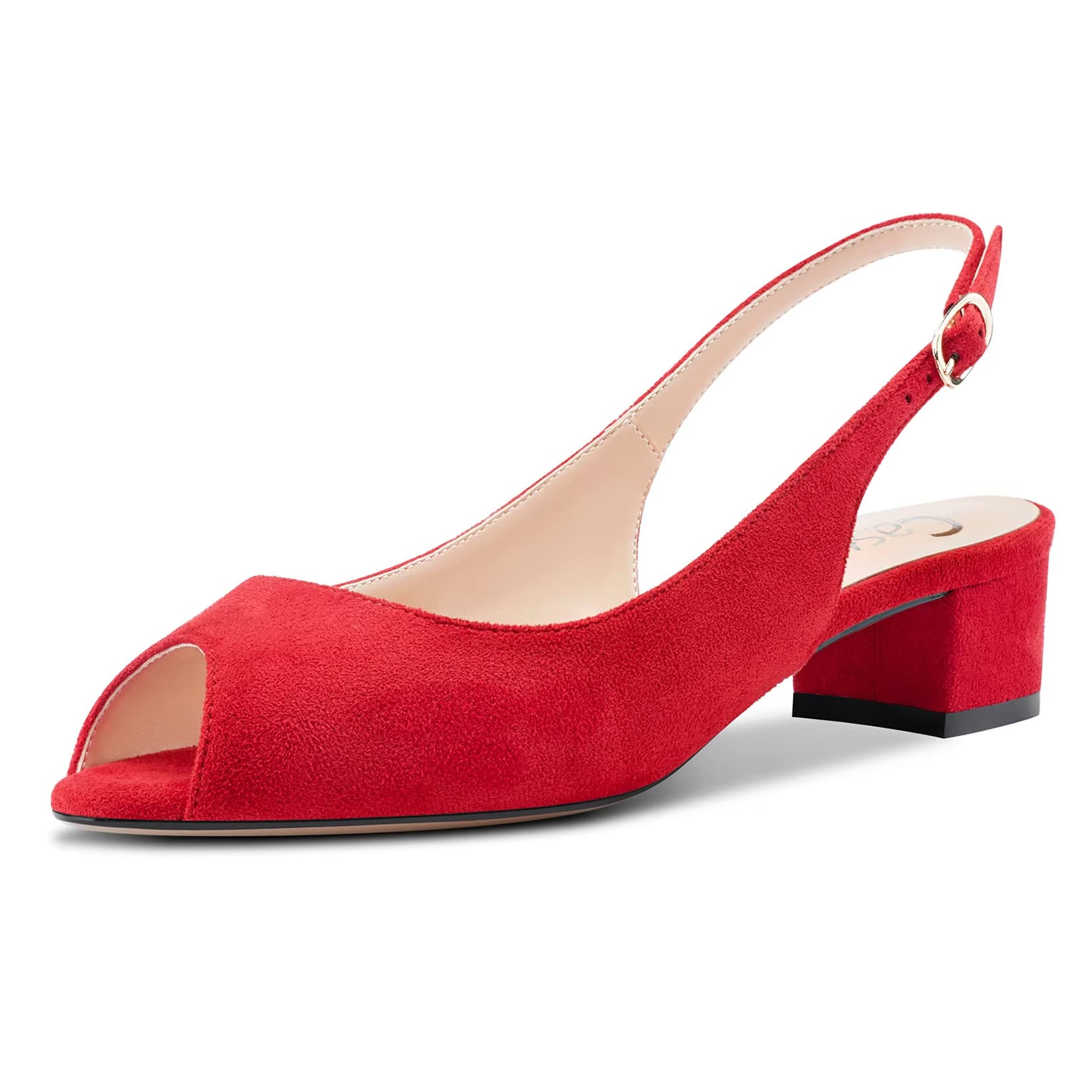 Castamere Women's Chunky Wide Low Kitten Heel Open Toe Sandals Slip-on Slingback