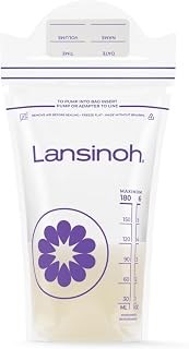 Lansinoh Breastmilk Storage Bags, 6 Ounce, 200 Count | Baby Essentials, Leak-Proof, Fast Freeze & Thaw Breast Milk Bags for Baby Bottle Feeding, Strength & Stretch