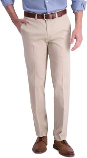 Haggar Khaki Pants Iron Free Premium Khaki Straight Fit Flat Front Flex Waist Casual Pants Men's