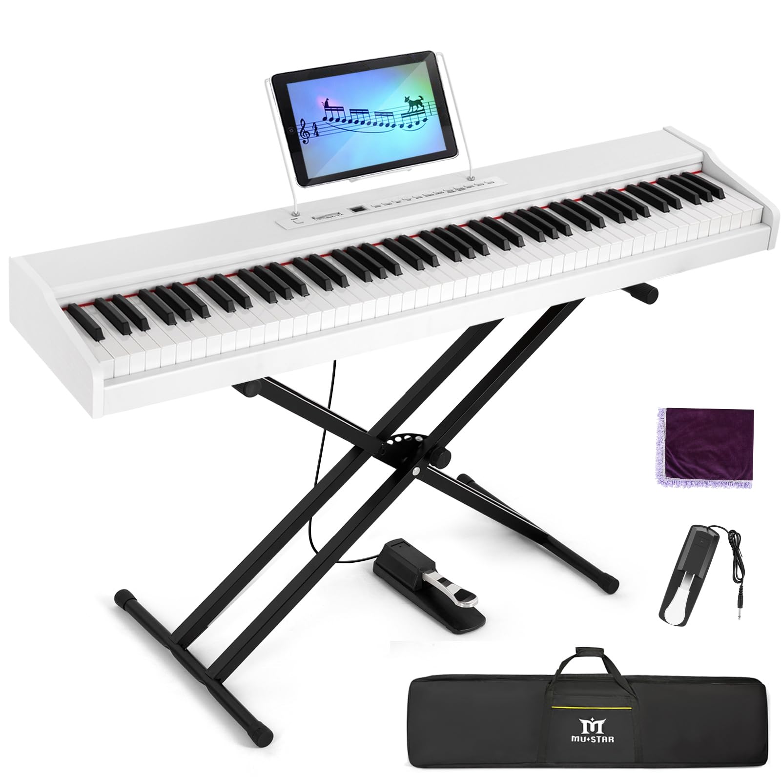 MUSTAR 88 Key Piano Keyboard Semi Weighted, Portable Digital Piano MEP-3400 | 80
