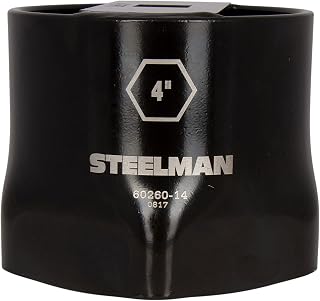 Steelman 4-Inch 6-Point Automotive Wheel Locknut Socket, 3/4-Inch Drive, Durable Steel, Corrosion-Resistant Black Powder Coating, Laser Etched Callouts
