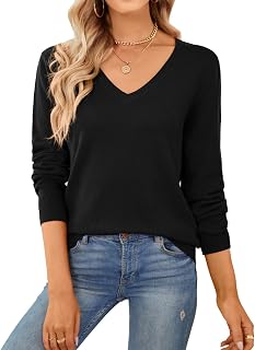 QUALFORT Women's Sweater 100% Cotton Soft Knit Pullover Jumper
