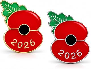 AMOturuxient 2 PCS Red Poppy badge Pin, Remembrance Day Flower Lapel Brooch | 2 pcs Poppy Badges and Pins 2026 for Remembrance Day ceremonies, memorials, and patriotic events