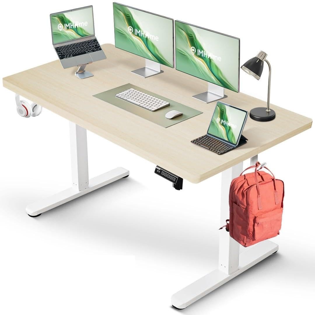 IMHome Standing Desk, 47x24 Inch Height Adjustable Electric Desk, Ivory | 2026 6