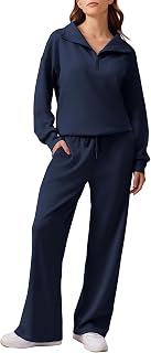 PINSPARK 2 Piece Sets for Women 2024 Fall Outfits Sweatsuit Oversized Sweatshirt Wide Leg Sweatpants Matching Set Tracksuit