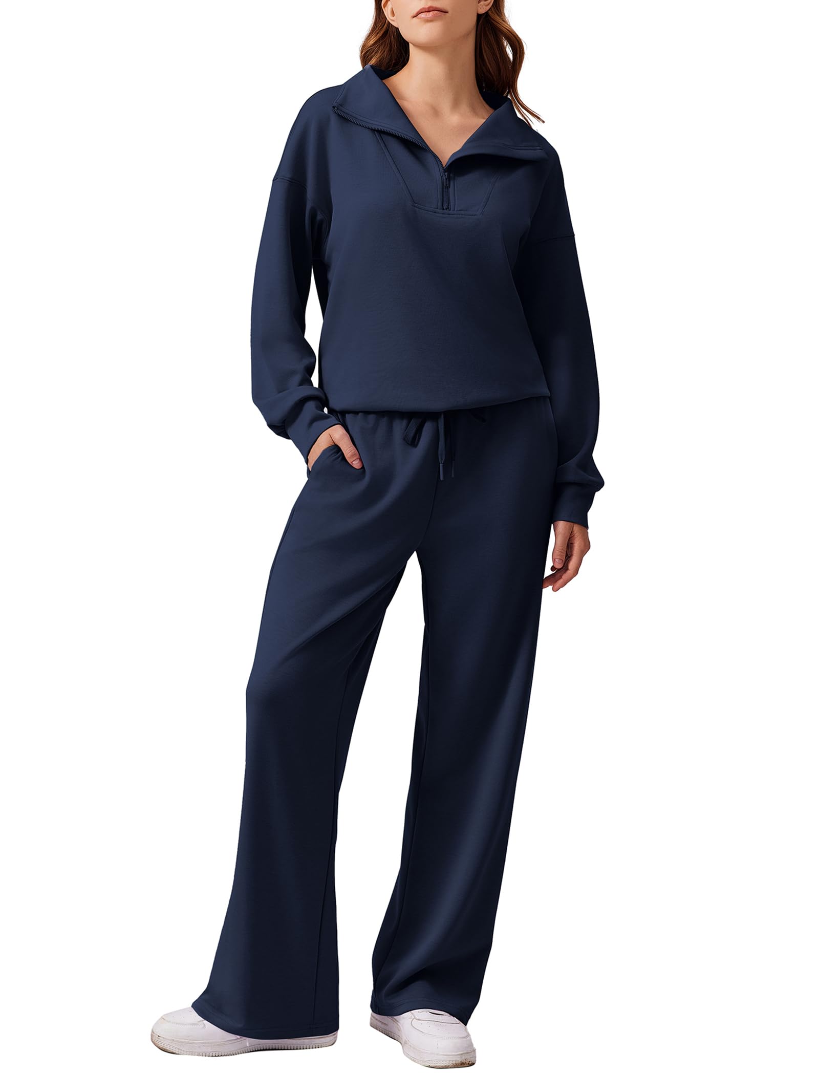 PINSPARK 2 Piece Sets for Women 2024 Fall Outfits Sweatsuit Oversized Sweatshirt