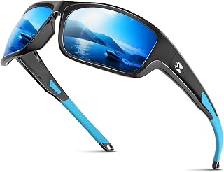suoso Polarized Sports Sunglasses for Men Wrap Design for Fishing Running | HD polarized Reduces Glare TAC Lens UV400 Protection Non-slip Temples Fit for Golf Driving Cycling TR90, Case & Pouch