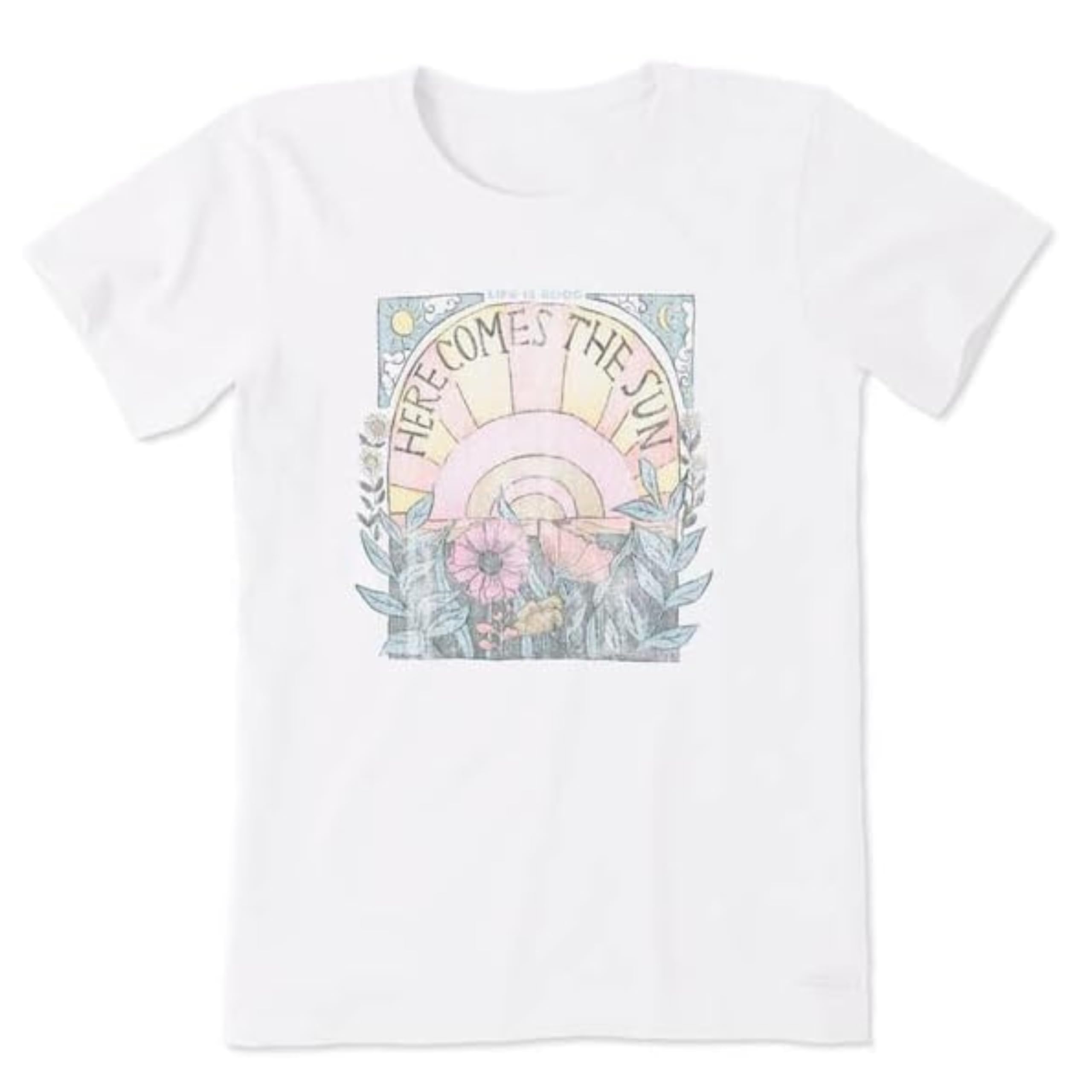 Life is Good Womens Here Comes the Sun Hippie Short Sleeve Crusher-lite Tee