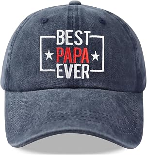 Best Papa Ever Hat, Vintage Distressed Washed Cotton Adjustable Baseball Cap
