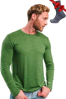 100% Merino Men's Long-Sleeved Shirt - Merino Underwear Men + Wool Socks