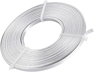 BENECREAT 32 Feet 5mm Wide Flat Jewelry Craft Wire 18 Gauge Aluminum Wire for Bezel, Sculpting, Armature, Jewelry Making - Silver Color